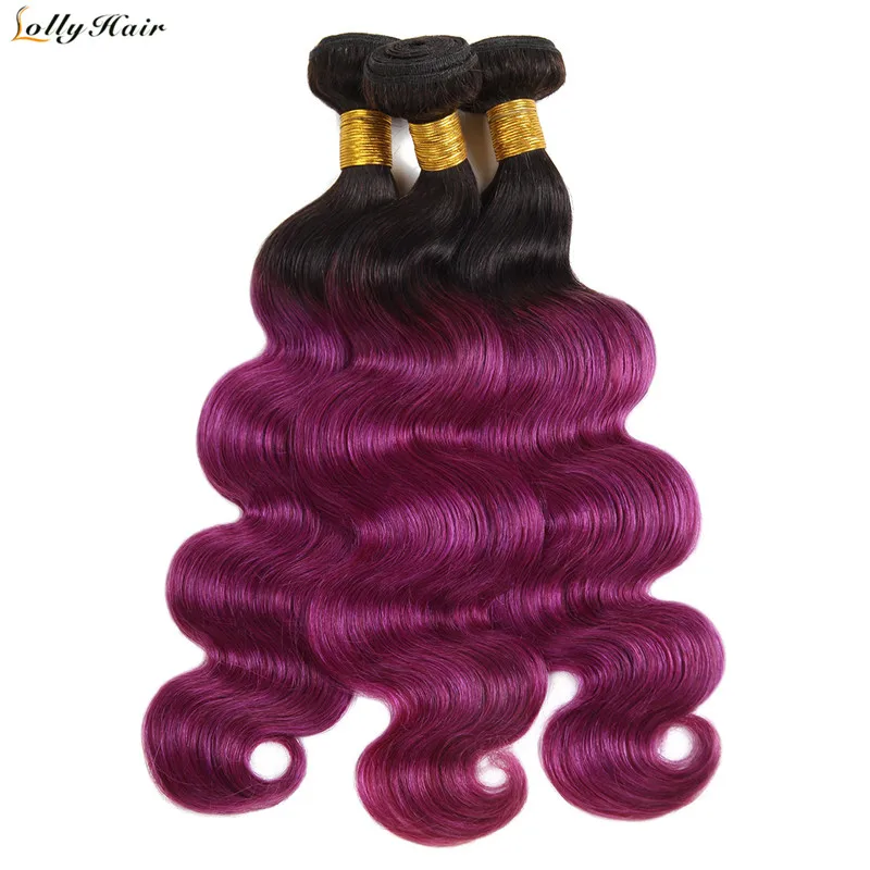 1b purplr ombre body wave human hair bundles (2)