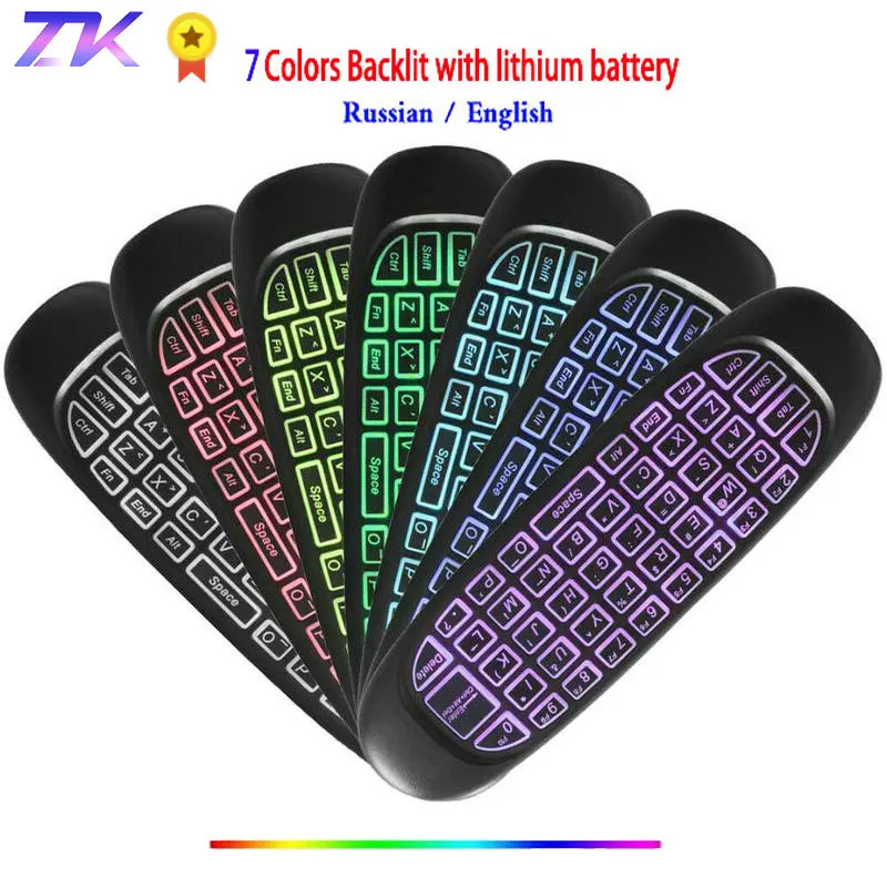 2019 New C120 Backlight 7 Colors 2.4G Wireless Air Mouse Remote Control mini Keyboard for Smart Android TV Box Windows computer
2019 New C120 Backlight 7 Colors 2.4G Wireless Air Mouse Remote Control mini Keyboard for Smart Android TV Box Windows computer