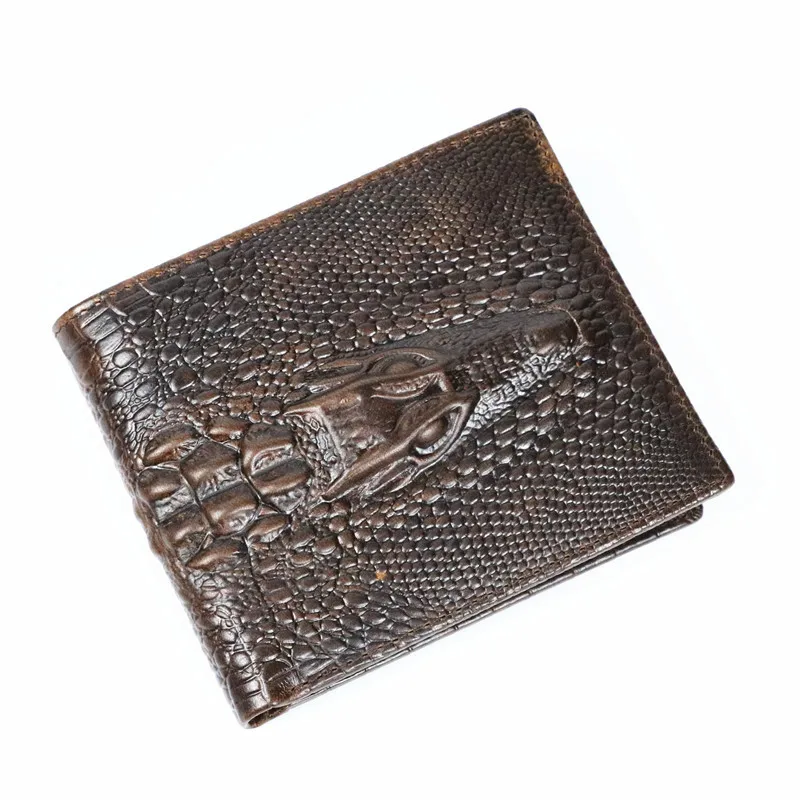 Crocodile Pattern Wallet Men Genuine Leather Small Short Wallets Credit Card Holders Coin Pocket Purse Alligator | Багаж и сумки