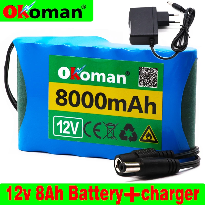 Okoman Portable Super 18650 Rechargeable Lithium Ion battery pack capacity DC 12 V 8000 Mah CCTV Cam Monitor+12.6V EU US charger
Okoman Portable Super 18650 Rechargeable Lithium Ion battery pack capacity DC 12 V 8000 Mah CCTV Cam Monitor+12.6V EU US charger