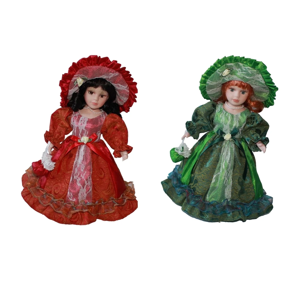 30cm Victorian Ceramic Female Doll with Long Princess Dress Suit Home Decor 30cm Victorian Ceramic Female Doll with Long Princess Dress Suit Home Decor