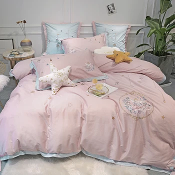 600TC Egyptian Cotton pink green girls luxury Bedding Sets cute embroidery Bed set soft bedLinen Quilt/duvet Cover Bed Sheet
600TC Egyptian Cotton pink green girls luxury Bedding Sets cute embroidery Bed set soft bedLinen Quilt/duvet Cover Bed Sheet