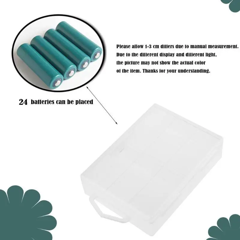 container with 24 Section Plastic Battery Storage Box Case Holder Protective Storage Container for AAA Batteries
container with 24 Section Plastic Battery Storage Box Case Holder Protective Storage Container for AAA Batteries