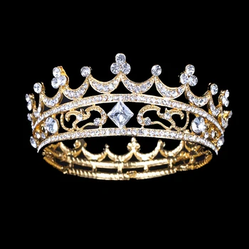 Vintage Full Round Gold Queen Crown Alloy Circle Crystal Wedding Tiara Beauty Prom Bride Rhinestone Hair Accessories For Women
Vintage Full Round Gold Queen Crown Alloy Circle Crystal Wedding Tiara Beauty Prom Bride Rhinestone Hair Accessories For Women
