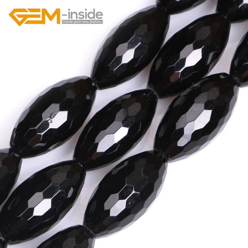 

Olivary Black Agates Beads Natural Stone Bead DIY Loose Bead For Jewelry Making Women Gift Strand 15" Wholesale !GEM-inside