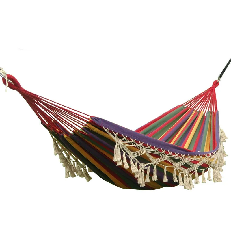 

Tassels Double Hammock High-end Cotton Canvas Tourism Camping Hammocks 200*150cm Fashion Hanging Bed Outdoor Furniture Swing