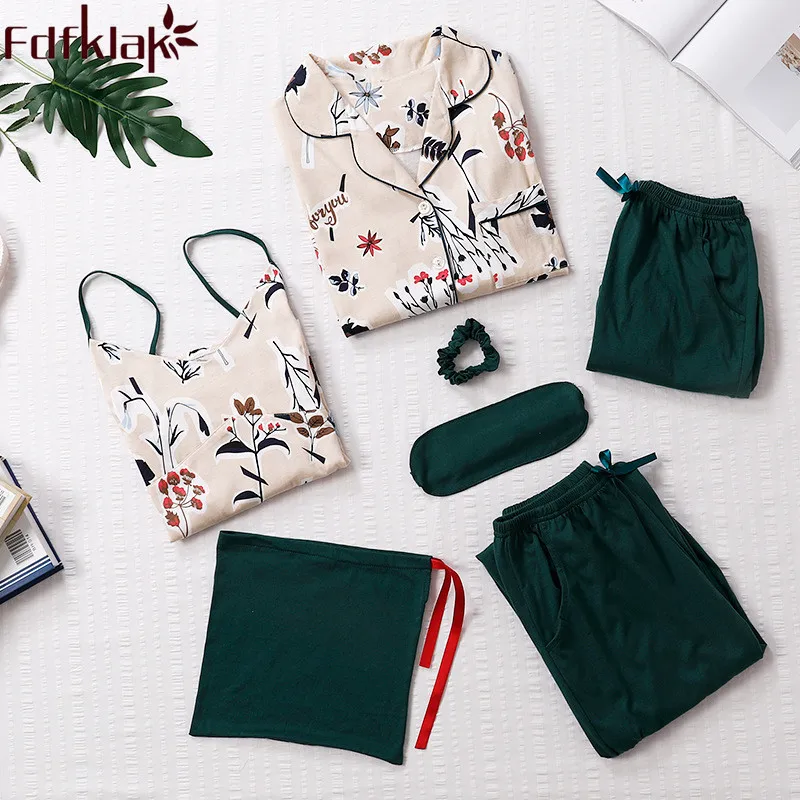 Fdfklak Sleep Pyjamas Women Pajamas Short Sleeve Pajamas Sets Woman Cotton Pijamas Sleepwear Set 7 Pieces Home Clothes Q1382
Fdfklak Sleep Pyjamas Women Pajamas Short Sleeve Pajamas Sets Woman Cotton Pijamas Sleepwear Set 7 Pieces Home Clothes Q1382