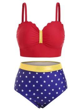 Wipalo Plus Size American Flag Stars Scalloped Bikini Sets Spaghetti Straps Beach Women Swimsuits Two Piece Sets Swimwear 2019
Wipalo Plus Size American Flag Stars Scalloped Bikini Sets Spaghetti Straps Beach Women Swimsuits Two Piece Sets Swimwear 2019