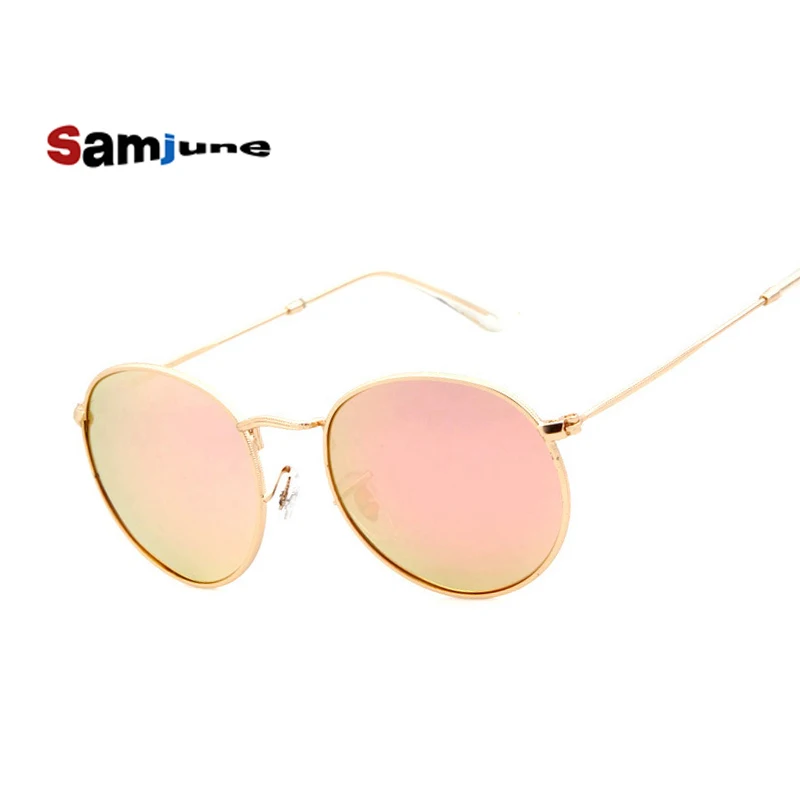 

Vintage Round Sunglasses Women men female brand Metal Frames Mirror Lenses Sun Glasses For women oculos de sol