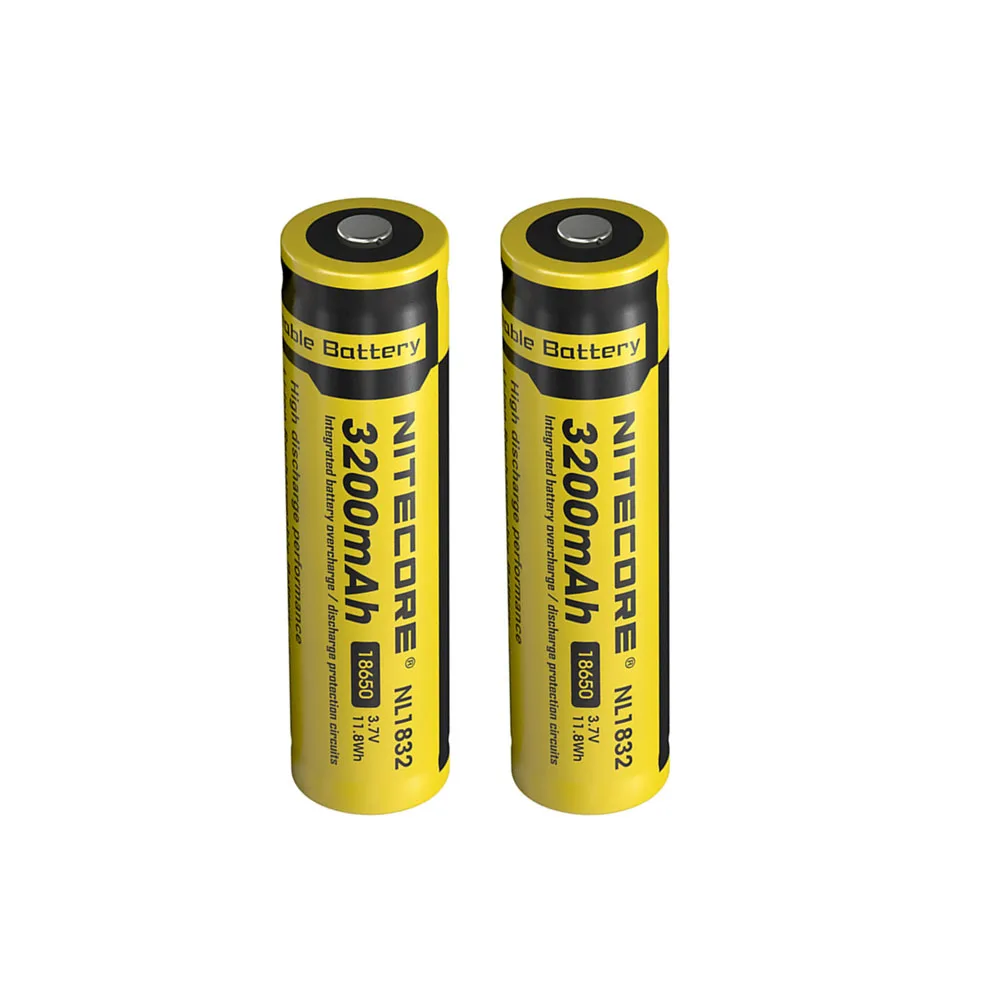 2PCS NITECORE 18650 3200mAh NL1832 3.7V 11.8Wh Rechargeable Li-on Battery Protected Li-ion Button Top Battery
2PCS NITECORE 18650 3200mAh NL1832 3.7V 11.8Wh Rechargeable Li-on Battery Protected Li-ion Button Top Battery