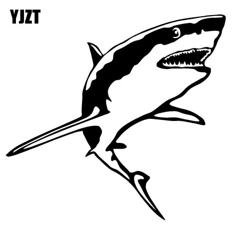 

YJZT 15.2*14.2CM GREAT WHITE SHARK Vinyl Decal Funny Animal Fish Window Decoration Car Sticker Black/Sliver C6-1254