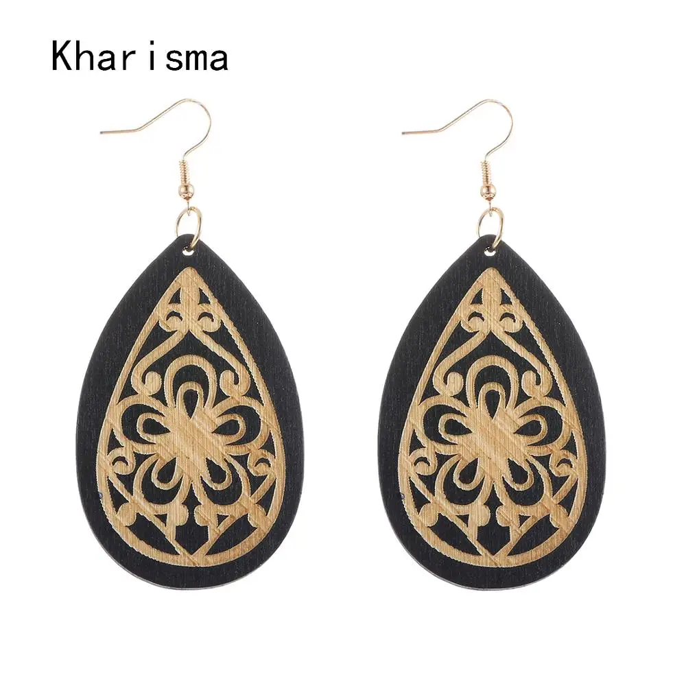 KHARISMA Vintage 5 Colors Water Drop Wood Carved Flower Long Statement Earrings For Women Black Purple Pendant Earrings Jewelry
KHARISMA Vintage 5 Colors Water Drop Wood Carved Flower Long Statement Earrings For Women Black Purple Pendant Earrings Jewelry