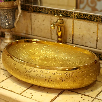 Phoenix carving golden China Artistic Handmade ceramic sink wash basin Ceramic Counter Top Wash Basin Bathroom Sinks ceramic
Phoenix carving golden China Artistic Handmade ceramic sink wash basin Ceramic Counter Top Wash Basin Bathroom Sinks ceramic