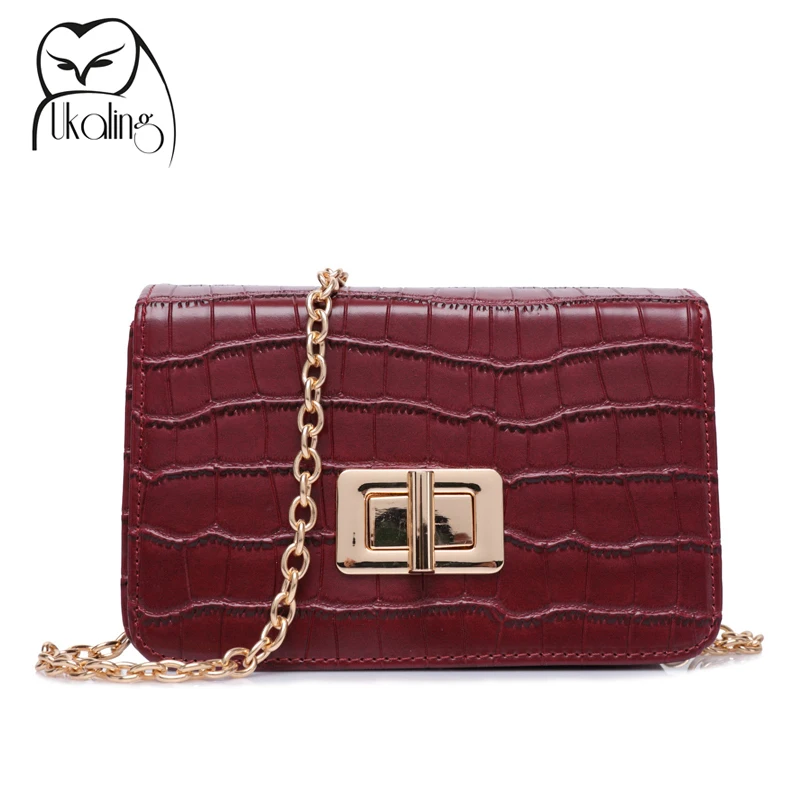 Women's Vintage PU Leather Messenger Bag w/ Chain