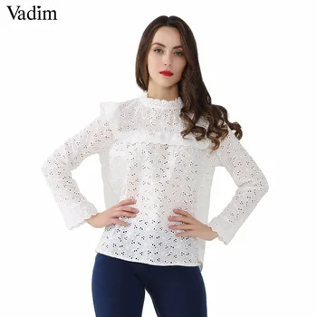 Vadim Women Sweet Hollow Out Ruffled Shirts See Through Long Sleeve Pleated Blouse Ladies Spring Cute White Tops Blusas Lt2780
Vadim Women Sweet Hollow Out Ruffled Shirts See Through Long Sleeve Pleated Blouse Ladies Spring Cute White Tops Blusas Lt2780