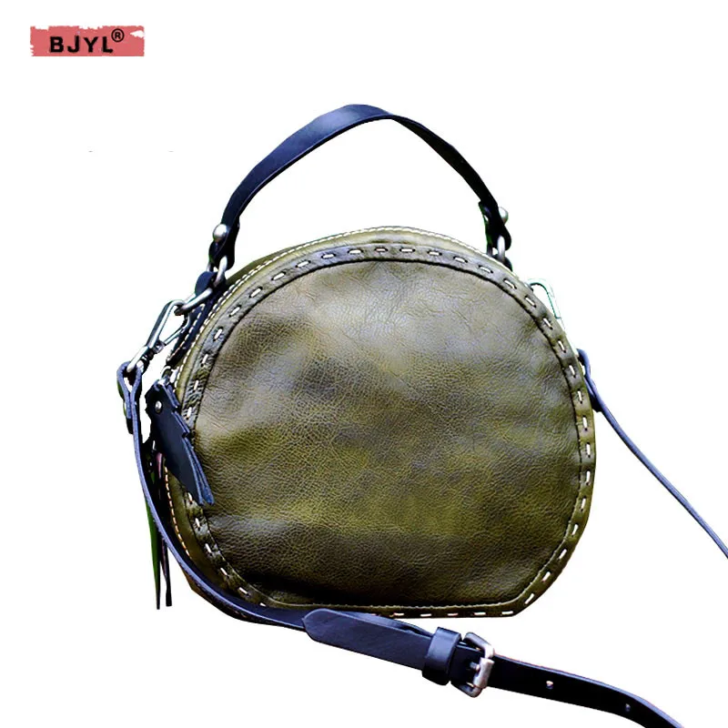 BJYL Genuine leather handmade Women handbags hit color first layer leather female Round casual Messenger Retro Shoulder Bags
BJYL Genuine leather handmade Women handbags hit color first layer leather female Round casual Messenger Retro Shoulder Bags