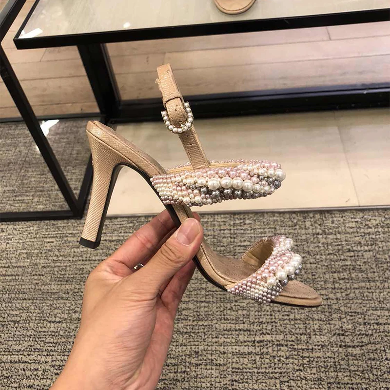 All Pearls Women Sandals 2019 New Sandalias Mujer Soft Leather Beige Black High Heels Summer Women Shoes Beaded Ankle Shoes lady
All Pearls Women Sandals 2019 New Sandalias Mujer Soft Leather Beige Black High Heels Summer Women Shoes Beaded Ankle Shoes lady