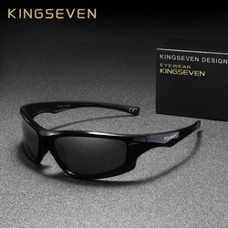Мужские солнцезащ. очки с зерк.линзами KINGSEVEN, черные солнцезащитные очки с поляризованными линзами с зеркальным покрытием, подходящими для ...
