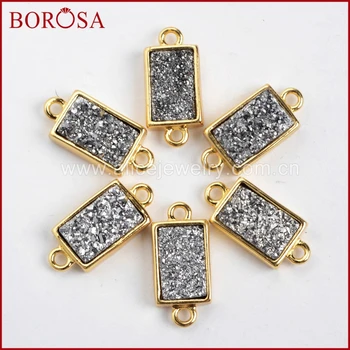 BOROSA Rectangle Shape Silver Color Crystal Geode Druzy Pendants Gold Color Titanium Druzy Pendant Bead with Double Bail ZG75-1
BOROSA Rectangle Shape Silver Color Crystal Geode Druzy Pendants Gold Color Titanium Druzy Pendant Bead with Double Bail ZG75-1