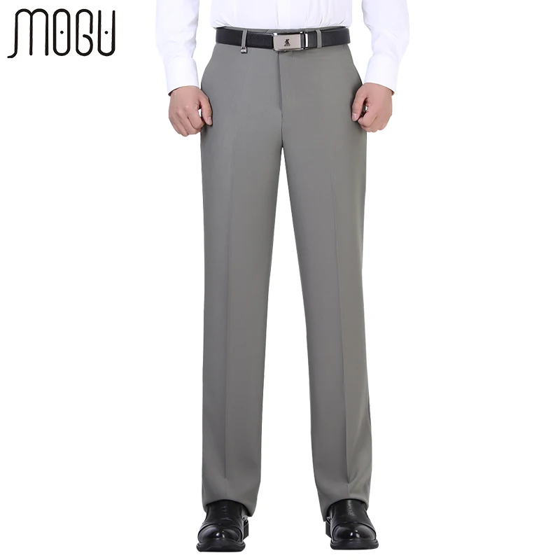 

MOGU Pure Color Men's Pants High Quality 2017 New Fashion High Waist Solid Unhemmed Formal Men's Trousers Asian Size Pants Men