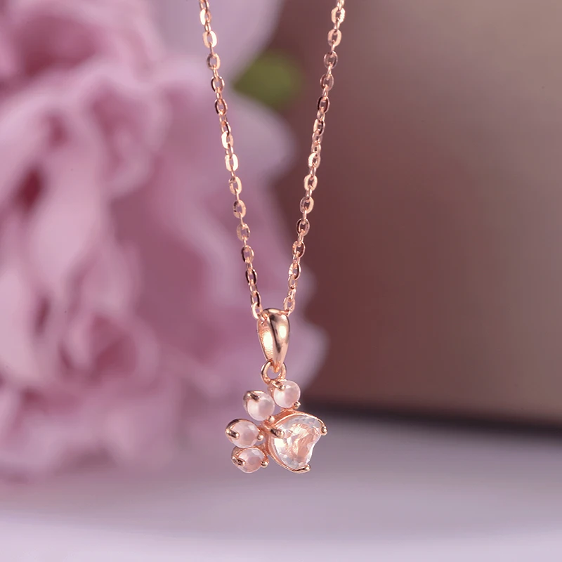 Fine Jewelry Necklace Pendent For Women Pure 925 Silver Rose Quartz Pink Lovely Bear Foot Pendants Chain Accessories CCNI027
Fine Jewelry Necklace Pendent For Women Pure 925 Silver Rose Quartz Pink Lovely Bear Foot Pendants Chain Accessories CCNI027