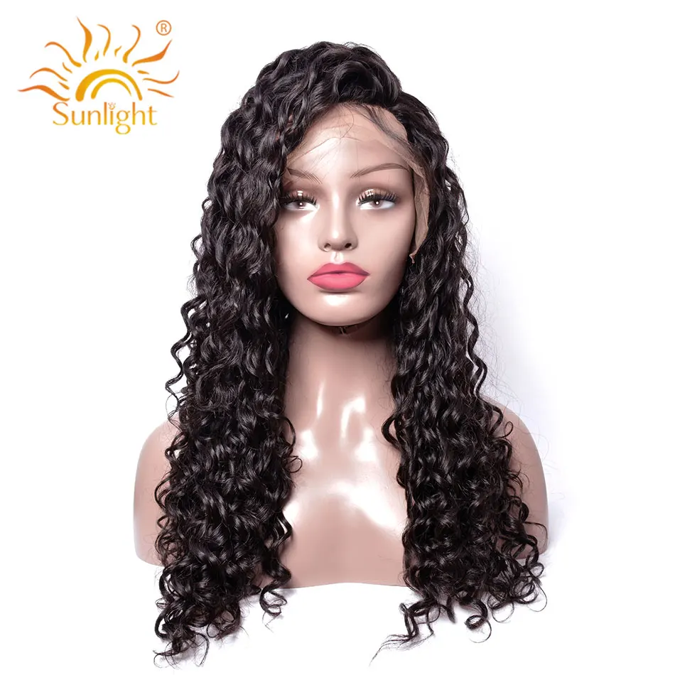 Фото Sunlight Lace Front Wig Plucked Remy Indian Water Wave Human Hair Wigs Natural Black For Women With Baby | Шиньоны и парики
