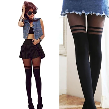 Sexy Women Black Temptation Sheer Mock Suspender Tights Cat Pantyhose Stockings Mock Over The Knee Double Stripe Sheer Tights
Sexy Women Black Temptation Sheer Mock Suspender Tights Cat Pantyhose Stockings Mock Over The Knee Double Stripe Sheer Tights