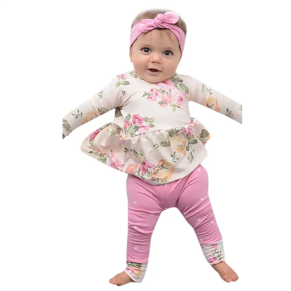 girls clothing set newborn baby girl floral tops dress pants dot
