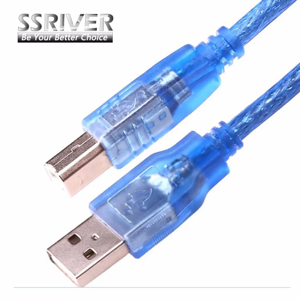 Image Free Shipping 5M 10FT USB 2.0 Extension Print Cable A Male to B Male Printer Cord Transparent Blue Wholesale Extneded AM BM 500