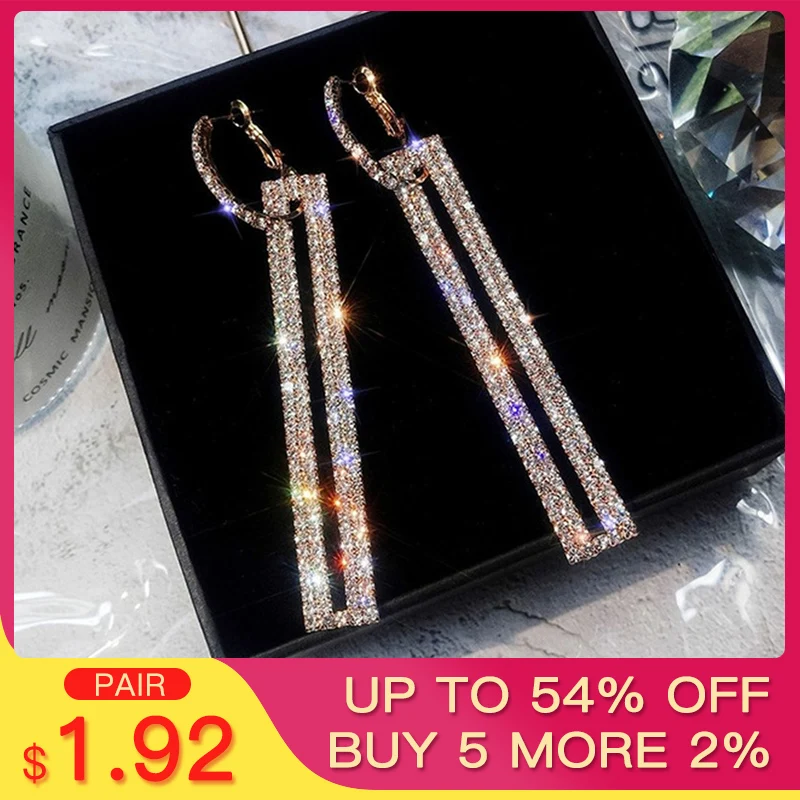 SHUANGR Fashion Long Geometric Drop Earrings Luxury Gold Silver Color Rectangle Rhinestone Earring for Women Party Jewelry Gift 
SHUANGR Fashion Long Geometric Drop Earrings Luxury Gold Silver Color Rectangle Rhinestone Earring for Women Party Jewelry Gift