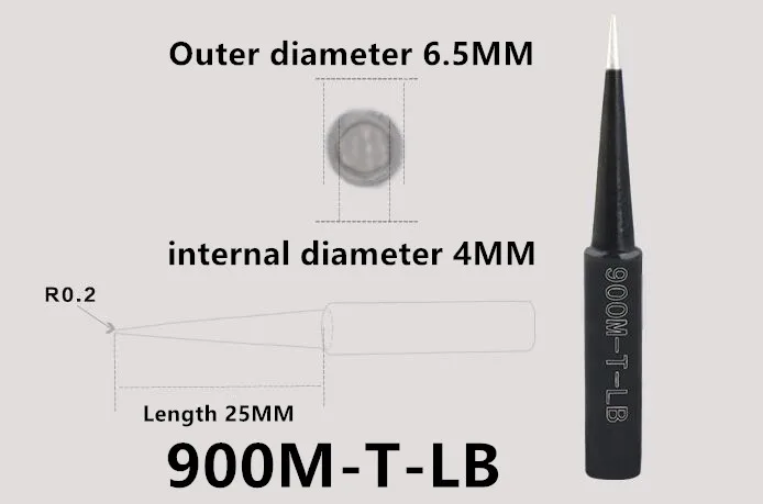 900M-T-LB Solder Tip Lead-free Black Metal Soldering Iron Tips for 936 Soldering Rework Station
900M-T-LB Solder Tip Lead-free Black Metal Soldering Iron Tips for 936 Soldering Rework Station