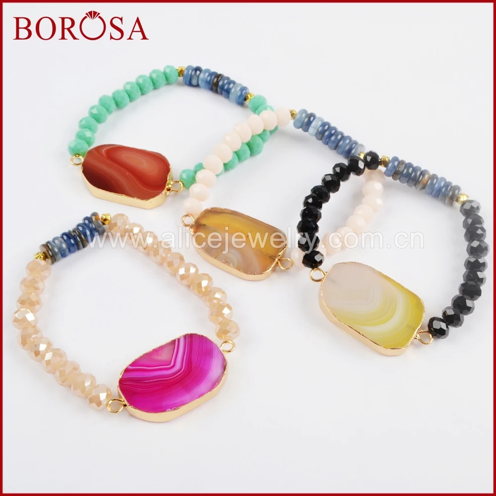 BOROSA 10pieces Gold Color Rainbow Onyx Stone Slice With Crystal & Glass Beads Bracelets,Drusy Mixed Colors Gems Bracelet G1478
BOROSA 10pieces Gold Color Rainbow Onyx Stone Slice With Crystal & Glass Beads Bracelets,Drusy Mixed Colors Gems Bracelet G1478