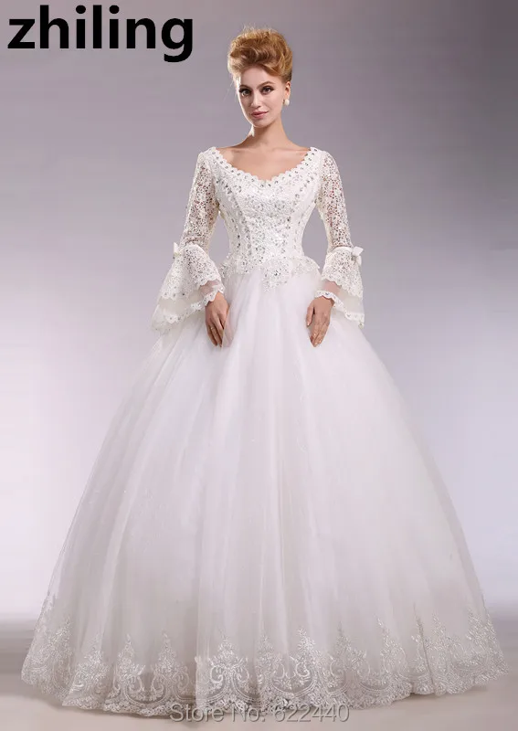 Vintage Ball Gown Wedding Dresses Lace Long Sleeves Muslim Wedding Dresses V-neck Bridal Gown Custom-made
Vintage Ball Gown Wedding Dresses Lace Long Sleeves Muslim Wedding Dresses V-neck Bridal Gown Custom-made