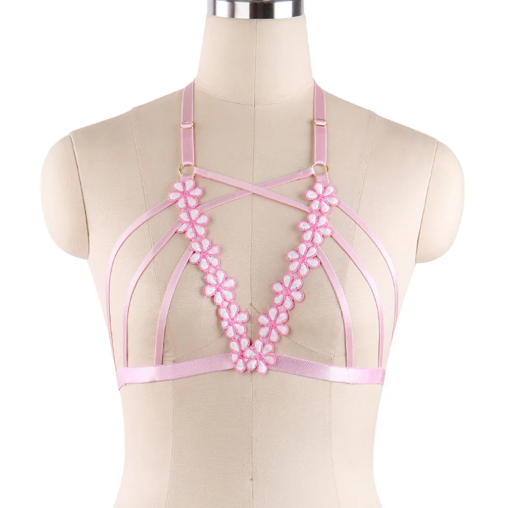 Sexy Pastel Gothic Pink Flowers Embroidery Harness Bra Women Fetish Wear China Things Body Harness Bondage Lingerie Cage Bra
Sexy Pastel Gothic Pink Flowers Embroidery Harness Bra Women Fetish Wear China Things Body Harness Bondage Lingerie Cage Bra