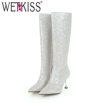 WETKISS New Knee High Women Winter Boots Crystal Bling Footwear Pointed Toe Party Lady Shoes High Heels Female Boots 2018 Black
WETKISS New Knee High Women Winter Boots Crystal Bling Footwear Pointed Toe Party Lady Shoes High Heels Female Boots 2018 Black