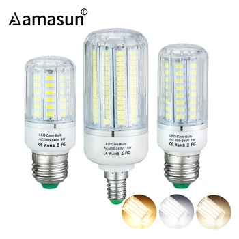 

LED Lamp E27 E14 3W 5W 7W 9W 12W 15W SMD 5736 Corn Bulb 220V Chandelier Spotlight 3000K 4500K 6500K Energy Saving LED Light Bulb