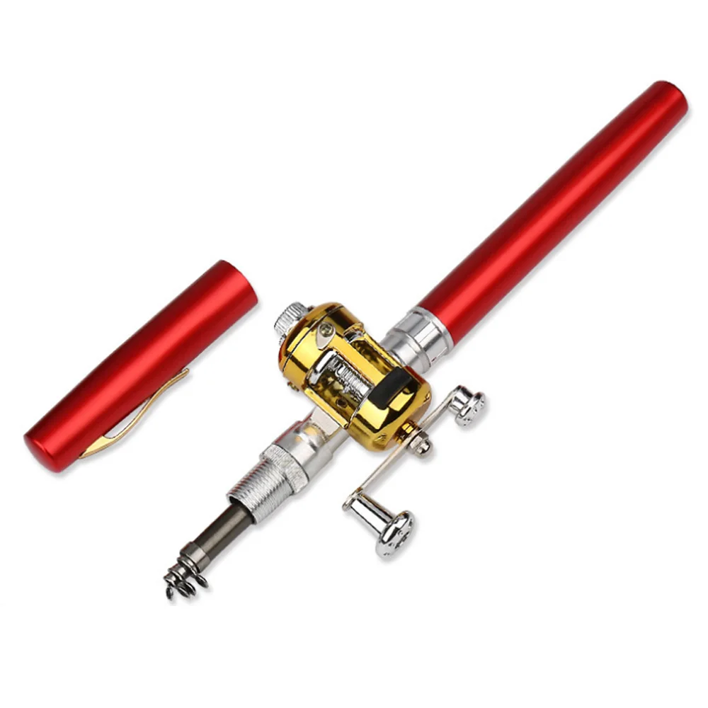 Portable Pen Mini Fishing Rod Telescopic Pole FRP Aluminum Alloy Folded Rods With Reel Wheel | Спорт и развлечения