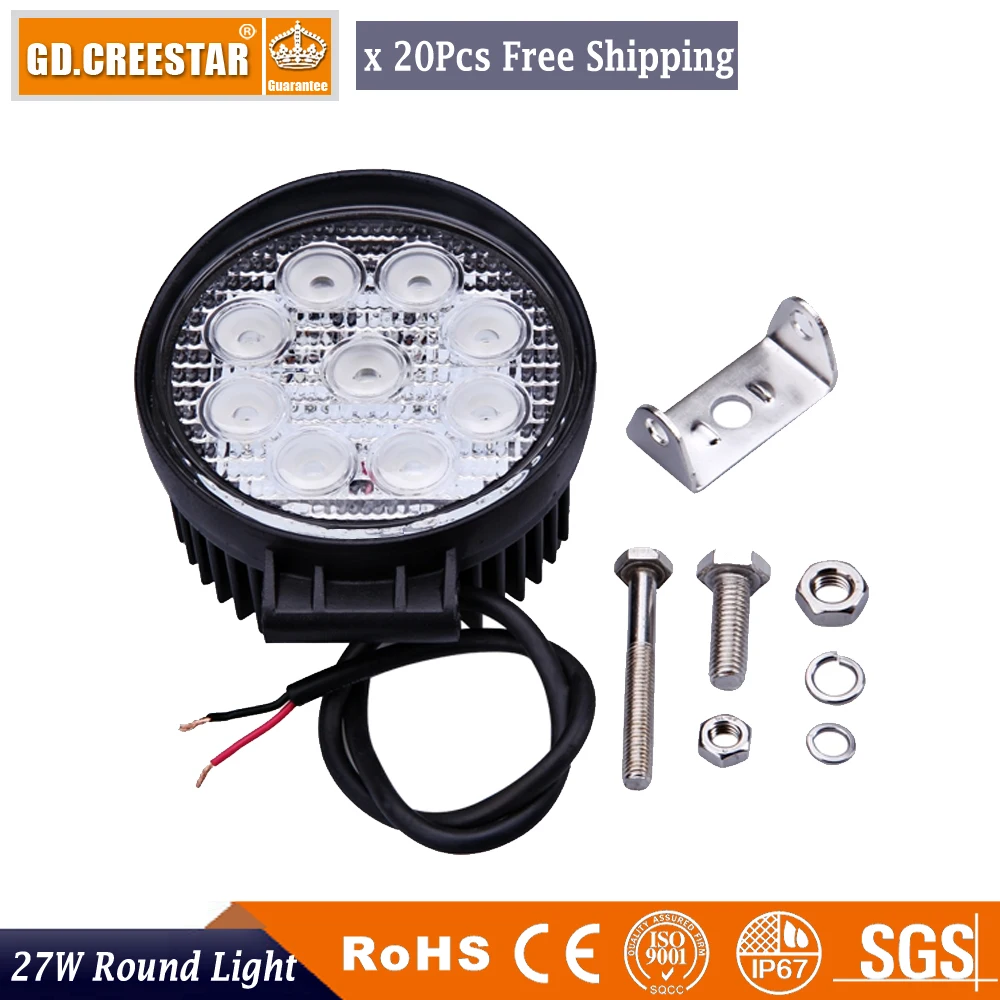 27Watts 4Inch LED Work Light 12V 24V Round LED Offroad Light Car Worklight for Off road Motorcycle tractor SUV Truck x20pcs
27Watts 4Inch LED Work Light 12V 24V Round LED Offroad Light Car Worklight for Off road Motorcycle tractor SUV Truck x20pcs
