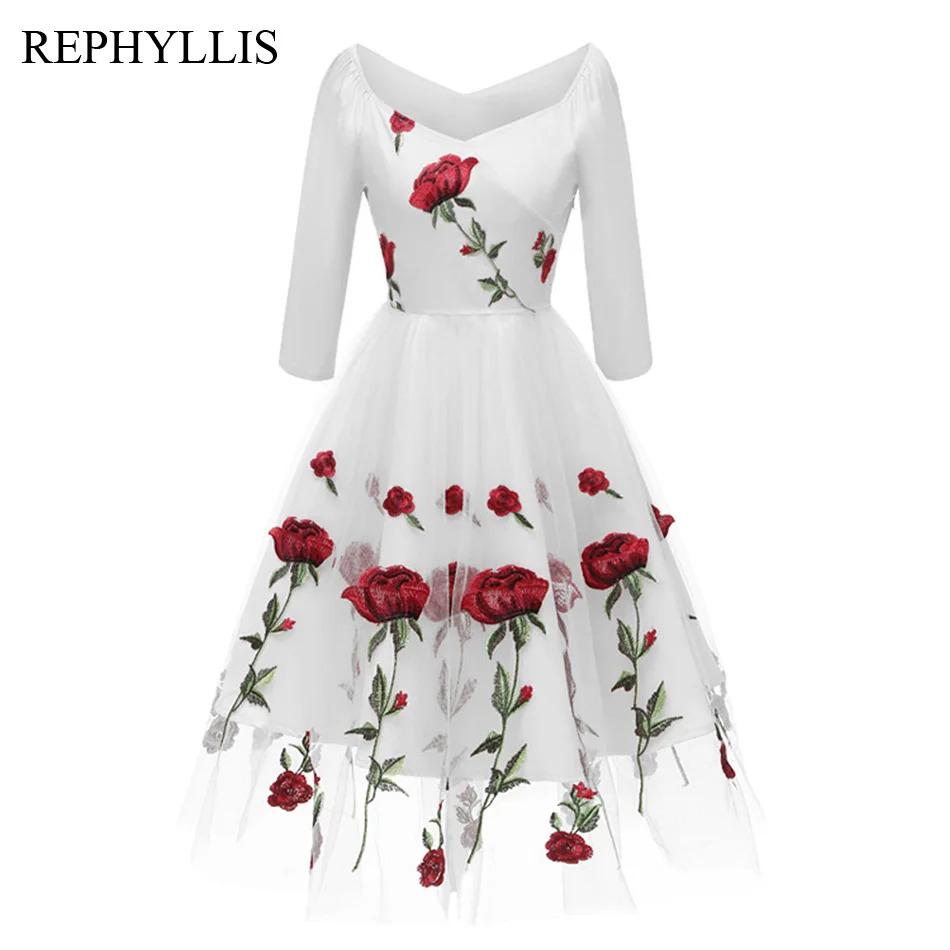REPHYLLIS Women Boat Neck Mesh 2/3 Sleeve Prom Wedding Dinner Party Gowns Ceremony Bridesmaid Big Swing Floral Dress
REPHYLLIS Women Boat Neck Mesh 2/3 Sleeve Prom Wedding Dinner Party Gowns Ceremony Bridesmaid Big Swing Floral Dress