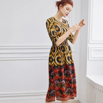 PIXY 100% Silk Print Midi Dress Women Half Sleeve Summer Dresses Casual Womens Clothing Hollow Out shein vestidos Korean Ladies
PIXY 100% Silk Print Midi Dress Women Half Sleeve Summer Dresses Casual Womens Clothing Hollow Out shein vestidos Korean Ladies