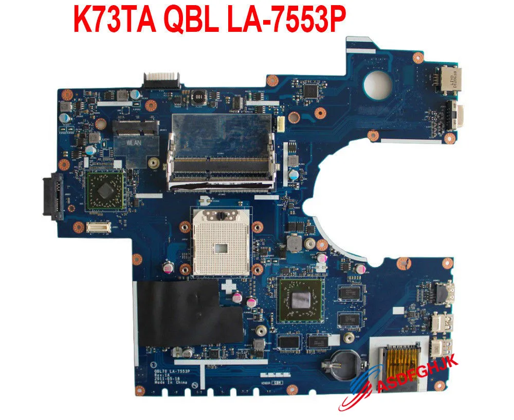 Материнская плата для ASUS K73T X73T K73TK K73TA QBL70 LA-7553P REV:1A материнская плата 100% проверенный ОК
Материнская плата для ASUS K73T X73T K73TK K73TA QBL70 LA-7553P REV:1A материнская плата 100% проверенный ОК