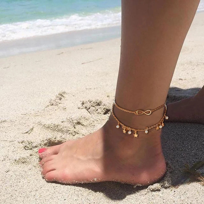 2Pcs/Set Boho Gold Pentagram Stars Beads Pendant Anklets For Women Multilayer Link Chain Anklet Set Charm Beach Jewelry Gift
2Pcs/Set Boho Gold Pentagram Stars Beads Pendant Anklets For Women Multilayer Link Chain Anklet Set Charm Beach Jewelry Gift
