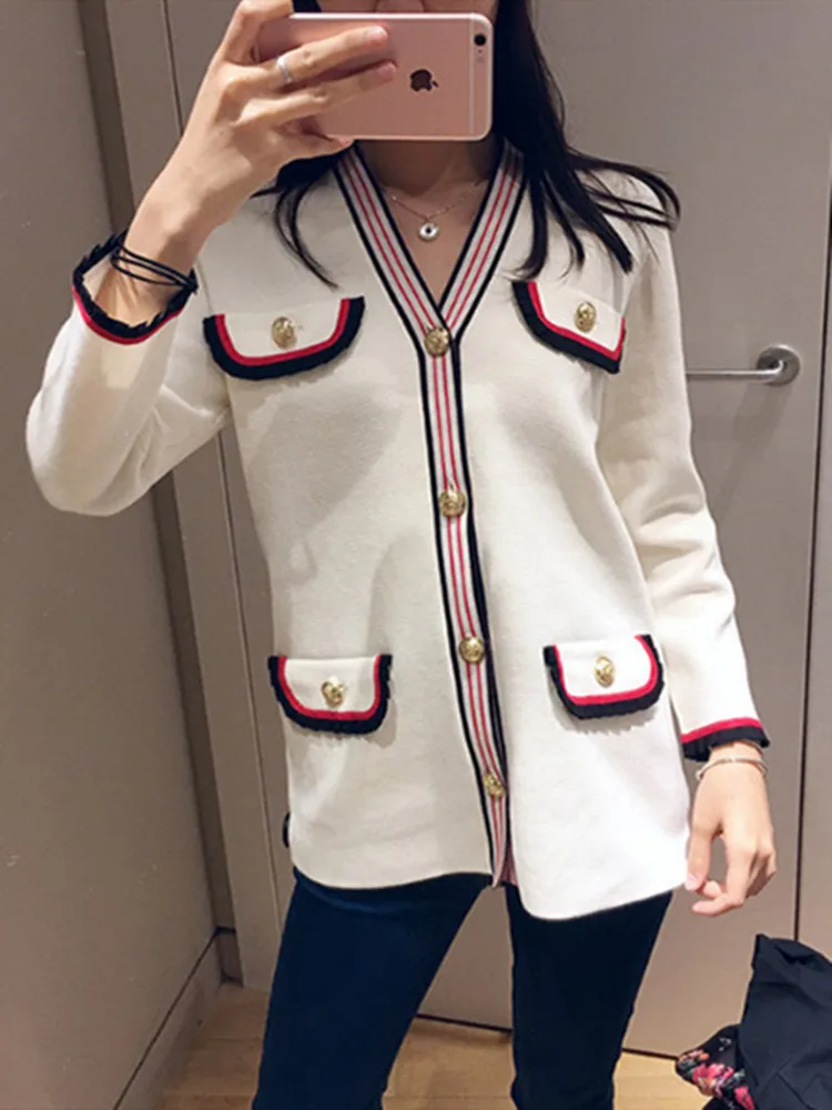 2019 New Women White coat Casual V-neck long sleeve cardigan Jacket with pockets
2019 New Women White coat Casual V-neck long sleeve cardigan Jacket with pockets