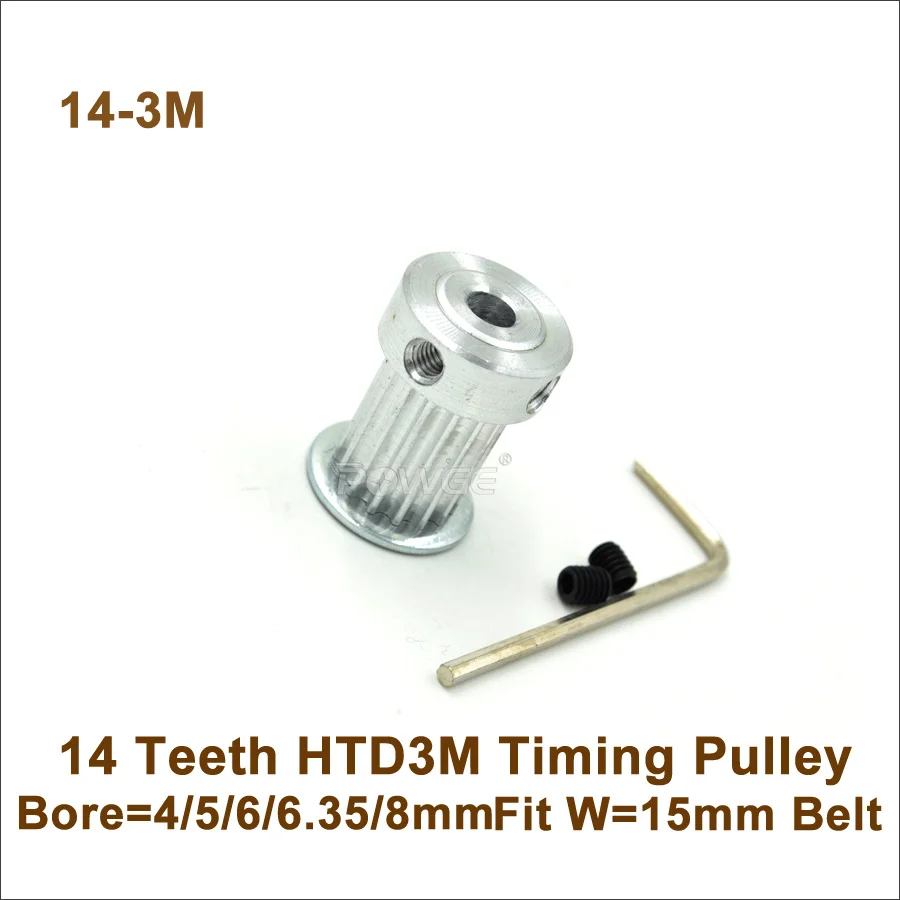POWGE 14 Teeth 3M Timing Belt Pulley Bore 4/5/6/6.35/8mm Fit W=15mm HTD 3M Synchronous Belt 14T 14Teeth HTD3M Pulley CNC Machine
POWGE 14 Teeth 3M Timing Belt Pulley Bore 4/5/6/6.35/8mm Fit W=15mm HTD 3M Synchronous Belt 14T 14Teeth HTD3M Pulley CNC Machine