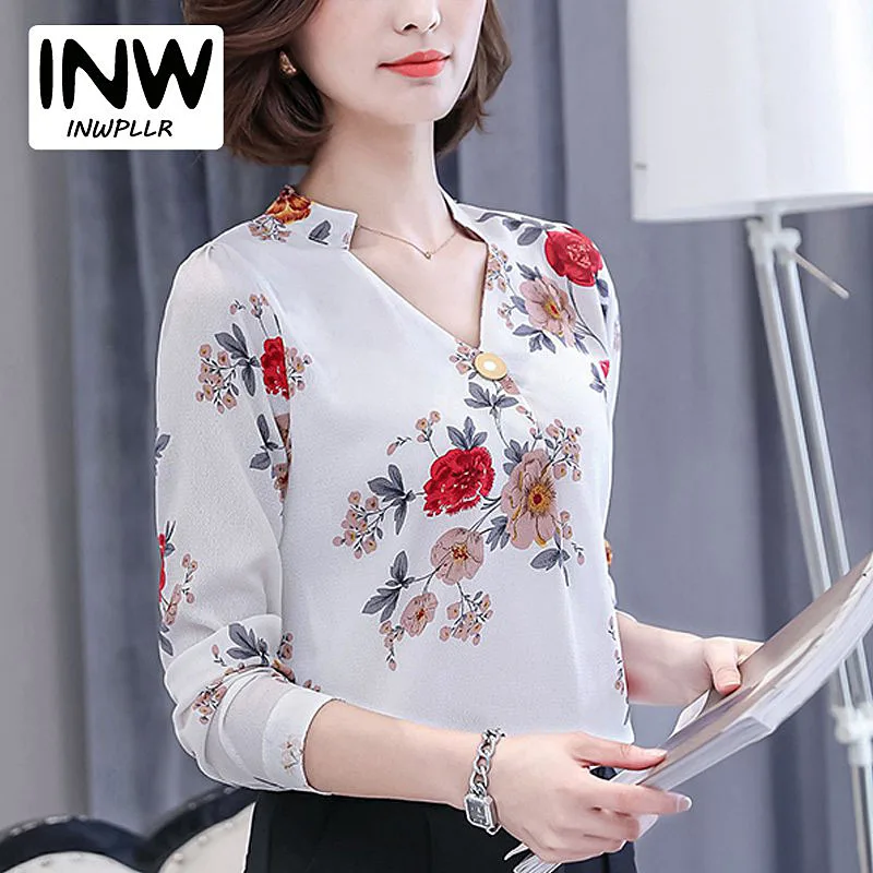 2019 Fall Women Blusas Elegant Vintage Long Sleeve V-neck Floral Blouses Female Fshion Chiffon Shirts Large Size Femme Tops
2019 Fall Women Blusas Elegant Vintage Long Sleeve V-neck Floral Blouses Female Fshion Chiffon Shirts Large Size Femme Tops