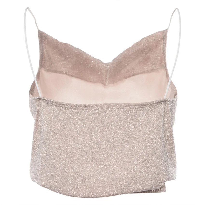 OOTN Lurex Crop Top Spaghetti Strap Tops Draped Off Shoulder Tank Tops Summer Women Camis Sexy Sleeveless Female Camisole 2019 (14)