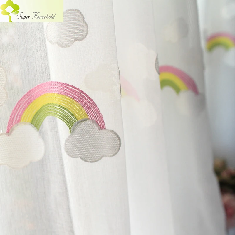 Living Room Cartoon Rainbow Clouds Embroidered Tulle Children Curtains for Kids Bedroom Window Treatments Kitchen Curtains
Living Room Cartoon Rainbow Clouds Embroidered Tulle Children Curtains for Kids Bedroom Window Treatments Kitchen Curtains