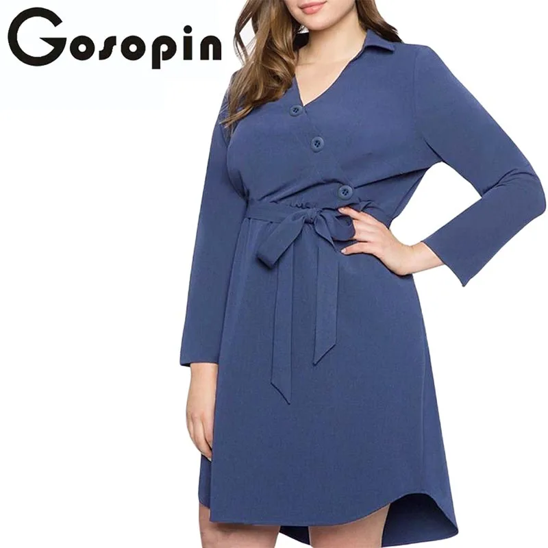 Gosopin Women Dress Elegant Plus Size Business Dresses Diagonal Button Detail V Neck Winter Spring Casual Big Size Dress 220491
Gosopin Women Dress Elegant Plus Size Business Dresses Diagonal Button Detail V Neck Winter Spring Casual Big Size Dress 220491