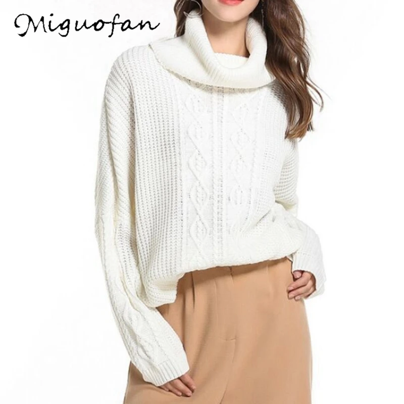 Miguofan Turtleneck Knitted Pullovers Sweater Women Loose Casual Jumpers Oversize Tops Black White Sweaters 2019 Autumn Winter
Miguofan Turtleneck Knitted Pullovers Sweater Women Loose Casual Jumpers Oversize Tops Black White Sweaters 2019 Autumn Winter