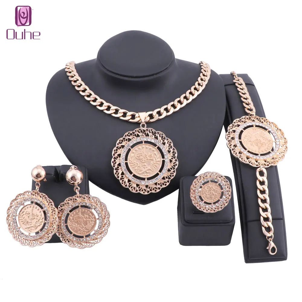 Women Italian Jewelry Dubai Crystal African Big Necklace Bangle Earring Ring Wedding Party Jewellery Set
Women Italian Jewelry Dubai Crystal African Big Necklace Bangle Earring Ring Wedding Party Jewellery Set